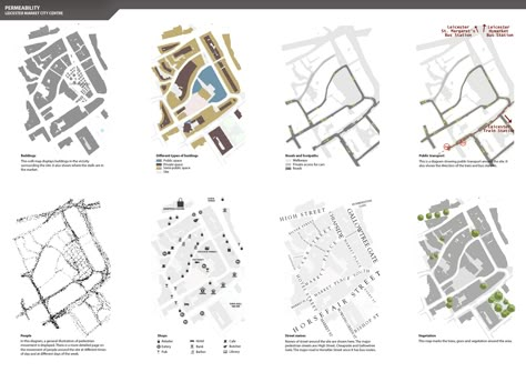 permeability analysis of Leicester Market and surrounding context Urban Context Analysis, Site Surrounding Analysis, Context Map Architecture, Site Context Analysis, Site Context Architecture, Permeability Architecture, Context Analysis Architecture, Context Map, Typology Architecture