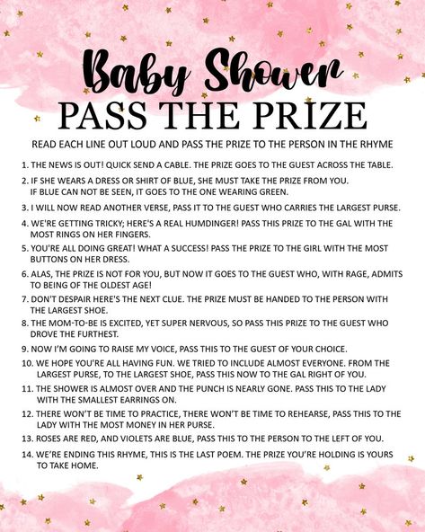 Pass the Prize Baby Shower Game Printable Pass the Prize - Etsy Baby Shower Game Printable, Baby Shower Theme Decorations, Fun Baby Shower Games, Baby Shower Activities, Star Baby Showers, Game Printable, Wishes For Baby, Baby Shower Fun