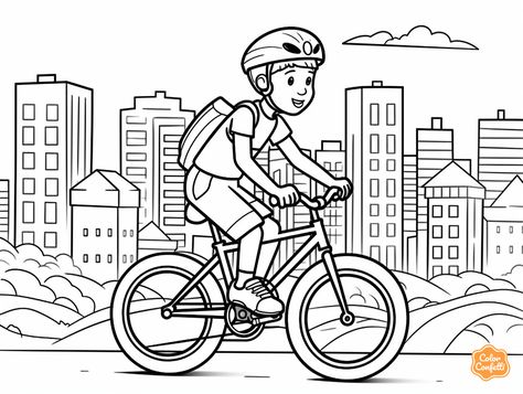 illustration of Creative bicycle design coloring Bicycle Colouring Pages, Riding Bicycle Drawing, Doodle Bike Bicycle Art, Riding Bike Illustration, Bicycle Clipart Black And White, Mandala Turtle, Ride Bicycle, Home Sport, Bike Lovers