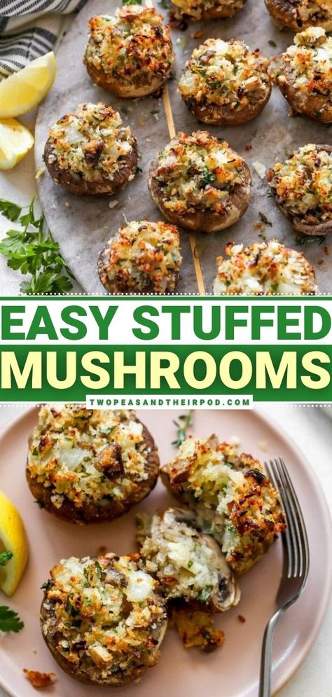 game day appetizers Stuffed Portables Mushrooms, Stove Top Stuffing Stuffed Mushrooms, Mini Stuffed Mushrooms Appetizer Recipes, Stuffed Mushrooms Using Stove Top Stuffing, Easy Mushrooms Recipe, Stovetop Stuffed Mushrooms, Stuffed Mushrooms For A Crowd, Stuffed Mushrooms With Stuffing, Stuffed Mushrooms Oven