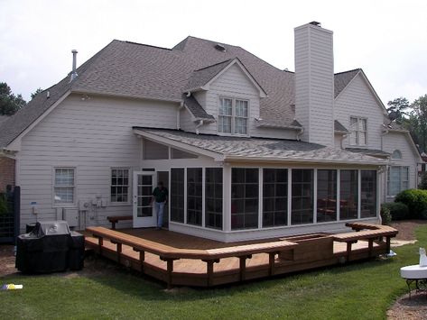 Sunroom Idea, Screened Deck, Spa Deck, Slanted Roof, Dream Porch, Porch Kits, Screened Porch Designs, Screened Porches, Enclosed Porch