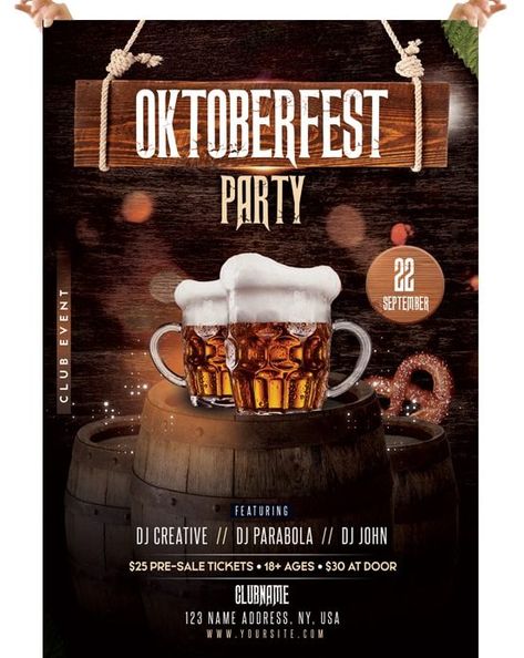 Oktoberfest - Free Photoshop PSD Flyer Template - Pixelsdesign.net Beer Festival Poster, Oktoberfest Germany, Craft Beer Festival, Event Poster Template, Photoshop Flyer, Event Posters, Free Psd Flyer Templates, Oktoberfest Beer, Oktoberfest Party