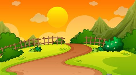 Cartoon Scenery, Busy Binder, Drawing Scenery, About Blank, Border Clipart, Sunset Time, Sunset Background, Nature Park, Farm Scene