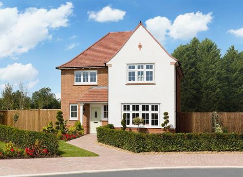 Kingsland Park | New 3 & 4 bedroom homes in NORTHAMPTON. | Redrow Brick Rendering, Redrow Homes, Rendered Houses, Coastal Exterior, Cambridge House, House Cladding, Brick Exterior House, Bungalow Design, House With Porch