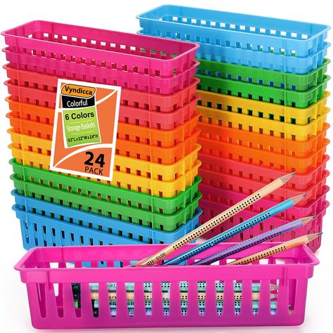 PRICES MAY VARY. 🟢Sufficient Quantity: You will receive 24pcs pencil basket tray, sufficient quantity and colors to meet your diverse organizing needs. Size 9.3"L x 2.2"W x 2.4"H, great for storing crayons or pencills. 🟡6 Rainbow Colors: Our 24pcs classroom pencil organizer basket have 6 vibrant colors, 4pcs for each color. Red 4pcs, blue 4pcs, orange 4pcs, yellow 4pcs, green 4pcs, rose 4pcs. The colors are super vibrant and bright, kids will love them definitely! 🟠Reliable Material: Pencil t Office Storage Organization, Basket Small, Pencil Organizer, Classroom Storage, Color Crayons, Basket Tray, Home Office Storage, Office Storage, Pencil Holder