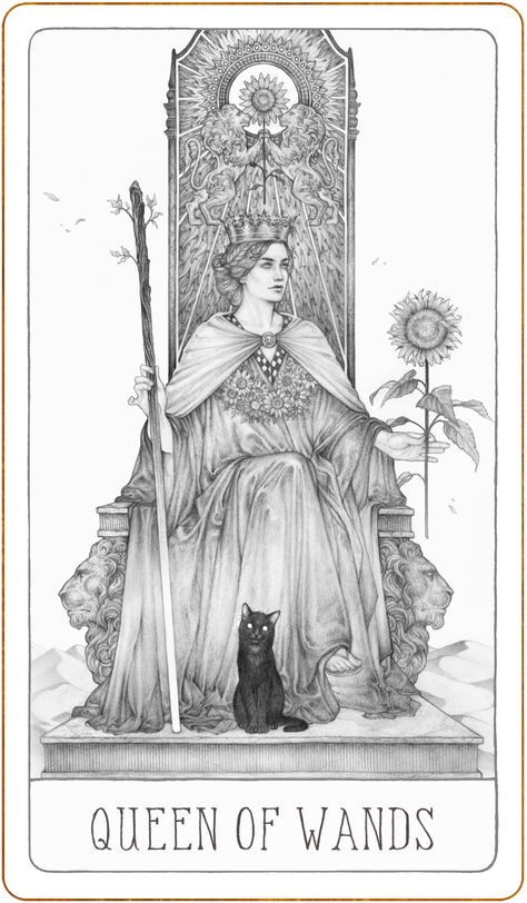 tarot — VONNART Queen Of Wands, Ace Of Swords, Wands Tarot, Tarot Art, Progress Pictures, Card Illustration, Young Artist, Colouring Pages, Tarot Decks