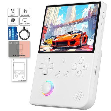 PRICES MAY VARY. 【Anbernic RG40XX V Game Console】RG40XX V retro game console with 64G TF Card supports users to download games in relevant 10 kinds of games formats. and Linux 64-bit System of the RG40XXV handheld game console can add emulators and games with related format. 【RG40XXV Portable Game Console with 3200mAh Battery 】The RG 40XXV handheld game console is weighing only about 200g. It easily fits in your pocket, allowing you to take your gaming on the go, wherever you are. The 3200mAh po Portable Game Console, Retro Game Console, Retro Games Console, Handheld Game Console, Kids Electronics, V Games, Light Ring, Retro Game, Light Magic