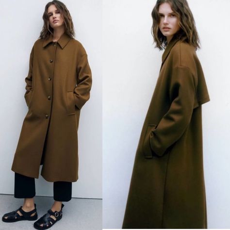 Zara Monteco Italian Fabric Wool Oversized Coat New With Tags Size: L Color: Brown Wool:75% Polyamide:25% Tags: Revolve, Outnet, Farfetch, Net-A-Porter, Shopbop, Nordstrom, Anthropologie, Christmas, Holiday 0156 Big Coat, Brown Wool Coat, Anthropologie Christmas, Oversized Wool Coat, Long Overcoat, Fabric Wool, Plaid Coat, Oversized Coat, Zara Jackets