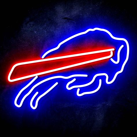 This NFL Buffalo Bills LED neon sign in American neon-like style creates a warm, cozy, fun and romantic atmosphere for your home and festival. And the neon sign is a perfect gift for ladies and children at Christmas, Valentine's Day, birthday, party, performance, special occasions, etc. Feature: Eco-friendly: LED is a safer & energy-saving alternative to traditional neon lights. Save up to 80% power and reduce up to 760kg (1676lbs) of CO2 per year with LED sign neon lights. Durable and long-last Buffalo Bills Man Cave, Buffalo Bills Sign, Buffalo Bills Birthday Party, Airbrushed Jeans, American Neon, Buffalo Bills Stuff, Buffalo Bills Logo, Bills Mafia, Bills Logo