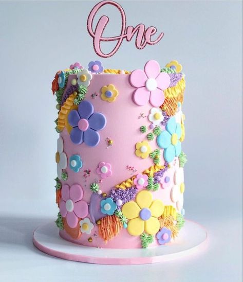 Cakes For 5 Year Girl, Cake Designs Birthday Kids Girl, Birthday Cake Funny, Cakes Pretty, Minimalist Cake, Colour Flowers, Daisy Cakes, Birthday Cake With Flowers, Elegant Birthday Cakes