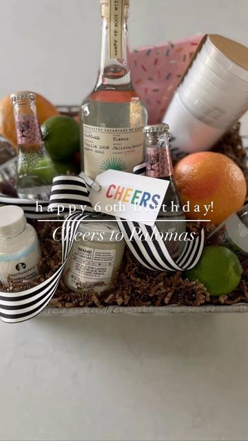 Gift Concierge | Stylist on Instagram: "M A K E I T A P A L O M A But make mine a double… it’s been a week! 😂😅 . . . . . #paloma #cocktails #milestonebirthday #happybirthday #giftbaskets #giftbasket #giftsforher #giftset #giftingideas #giftingservices #giftconcierge #festivegifts #festivelystyled" Paloma Gift Basket, Cocktail Gift Basket Ideas, Cocktail Gift Basket, Paloma Drink, Paloma Cocktail, Cocktail Gifts, Drink Gift, Basket Ideas, Milestone Birthdays