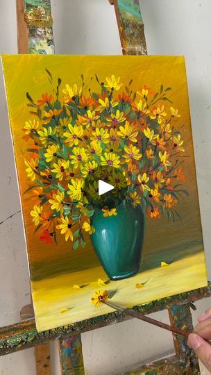 Step By Step Flower Painting, How To Paint Flowers Acrylic Easy, Flower Painting For Beginners, Seascape Paintings Acrylic, Painting For Beginners Easy, Painting Pots, Acrylic Flower Painting, Painting Flowers Tutorial, Easy Flower Painting