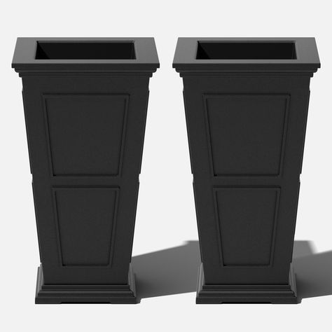 Buy Veradek Brixton Tall 28" Planter 2 Pack - Black at Walmart.com Tall Planter Boxes, Front Porch Planters, Large Outdoor Planters, Door Planter, Plastic Planter, Porch Planters, Black Planters, Estate Garden, Tall Planters