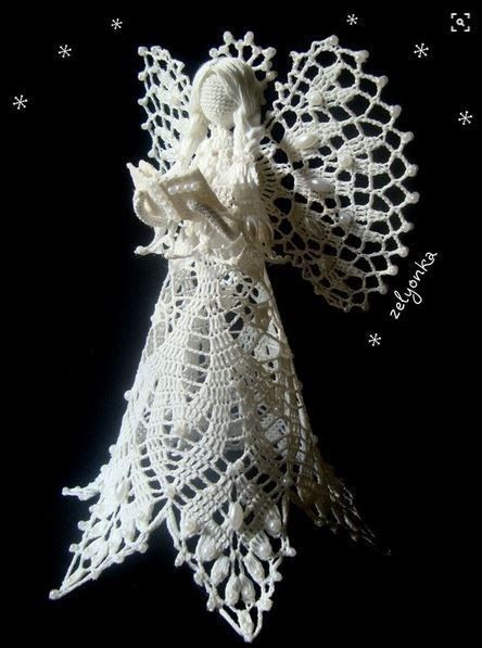 Jul Diy, Crochet Angel Pattern, Magic Crochet, Doilies Crafts, Crochet Angels, Crochet Angel, Christmas Angel Ornaments, Crochet Xmas, Crochet Christmas Trees