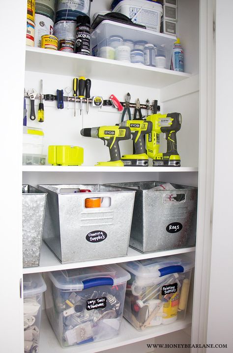 Tool Closet, Medicine Cabinet Organization, Utility Closet, Organized Pantry, Diy Organizer, Garage Organization Diy, Tool Room, Tool Storage Diy, Closet Organizing Systems