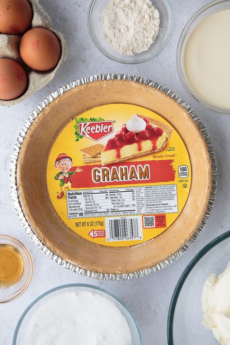 Cheesecake Recipes Premade Crust, Graham Cracker Cheesecake Recipes, Cheesecake Recipe With Premade Crust, Keebler Cheesecake Recipe, Cheesecake Crust Recipe, Low Calorie Cheesecake, Graham Cracker Crust Cheesecake, Quick Cheesecake, Graham Pie