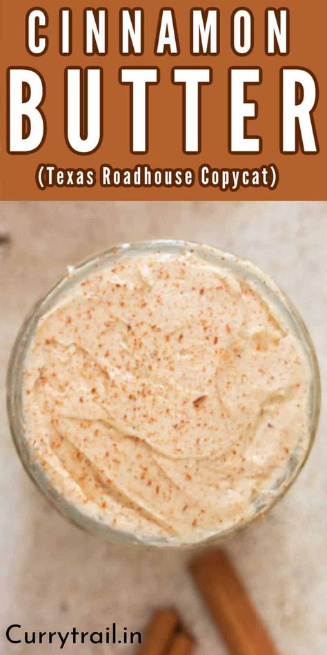 Rich, creamy, sweet cinnamon butter is delicious spread that needs only 5 ingredients and is ready in less than 5 minutes. This copycat Texas roadhouse sweet butter is great spread. #cinnamonbutter #cinnamonhoneybutter #honeybutter #spreadablebutter #copycatrecipe Roadhouse Butter, Texas Roadhouse Butter, Flavored Butter Recipes, Butter Recipes Homemade, Honey Butter Recipe, Cinnamon Honey Butter, Cinnamon Honey, Flavored Butter, Cinnamon Butter