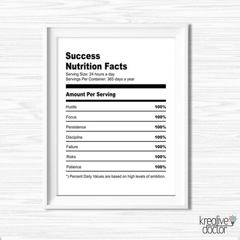 Success Nutrition Facts Success Quotes Wall Art Motivational | Etsy Dietitian Office, Healthy Nutrition Plan, Motivational Success, Wall Art Motivational, Quotes Wall Art, Art Quote, Office Wall Art, Office Wall, Wall Art Quotes