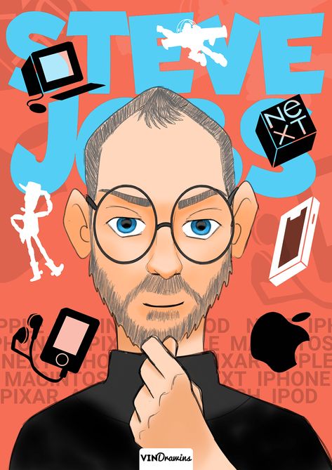 Steve Jobs Illustration on Behance Steve Jobs Biography, Entrepreneurship Books, Steve Jobs Apple, Job Poster, Steve Jobs Quotes, Autodesk Sketchbook, Disney Frozen Elsa Art, Book Of Job, Business Check