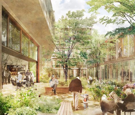 Senior housing development designed to battle loneliness, inactivity | Building Design + Construction Old Peoples Home, Architecture Art Nouveau, St Monica, Co Housing, Urban Housing, Community Housing, Elderly Home, Green Architecture, St Vincent