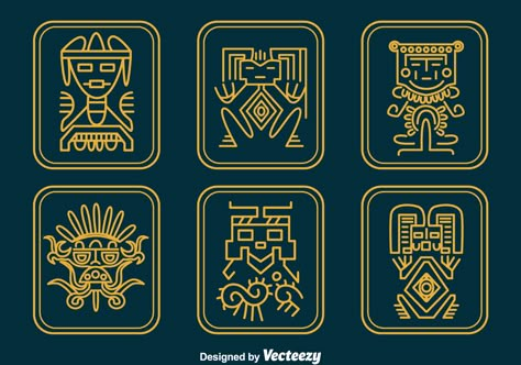 Inca Relics Vector Set Inca Art, Aztec Symbols, Inca Tattoo, Maya Art, Typographic Logo Design, Minimalist Icons, Tshirt Printing Design, Animal Symbolism, Geometric Vector