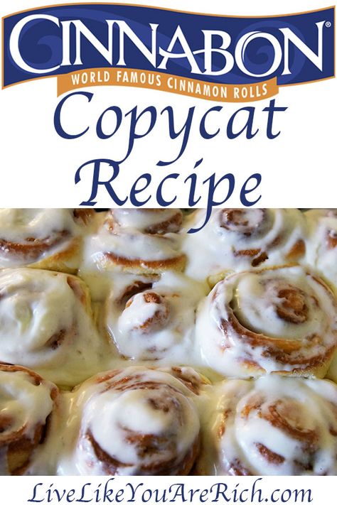 This is one amazing recipe. If you love Cinnabon’s you’ve got to try this Cinnabon Copycat Recipe! #LiveLikeYouAreRich Cinnabon Copycat, Resep Muffin, Cinnabon Recipe, Cinnabon Cinnamon Rolls, Cinnamon Roll Recipe Homemade, Homemade Doughnuts, Copykat Recipes, Copycat Restaurant Recipes, Cinnamon Rolls Homemade