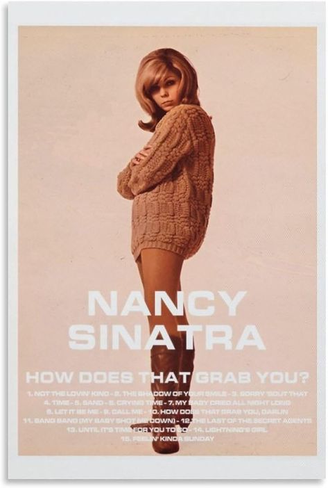 Amazon.com: BATTTX Nancy Sinatra - How Does That Grab You Canvas Poster Wall Decorative Art Painting Living Room Bedroom Decoration Gift Unframe-style16x24inch(40x60cm): Posters & Prints Nancy Sinatra Poster, Nancy Sinatra Style, Art Painting Living Room, Nancy Sinatra, Painting Living Room, Bedroom Decoration, Cozy Room, Decorative Art, Living Room Paint