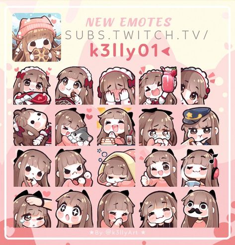 Emote Ideas, Art Mignon, Emoji Art, Drawing Expressions, Cute Anime Chibi, Kawaii Chibi, Chibi Drawings, Cute Chibi, Kawaii Art