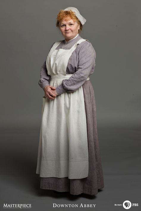 Mrs. Patmore, Lady of Downton Abbey's Kitchen. | Watch on Masterpiece PBS Medieval Servant, Servant Clothes, Kitchen Watch, Mrs Patmore, Peter And The Starcatcher, Beast Costume, Resort Outfit, Mermaid Costume, 1920s Fashion