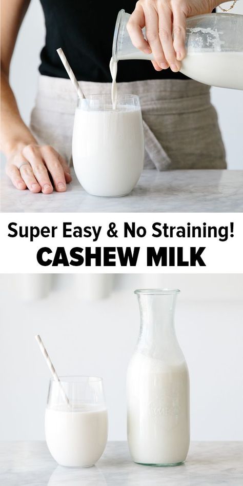 Cashew Milk Recipe, Nut Milk Recipe, Homemade Cashew Milk, Whole30 Vegan, Homemade Nut Milk, Vegan Milk, Photo Food, Cashew Milk, Milk Alternatives