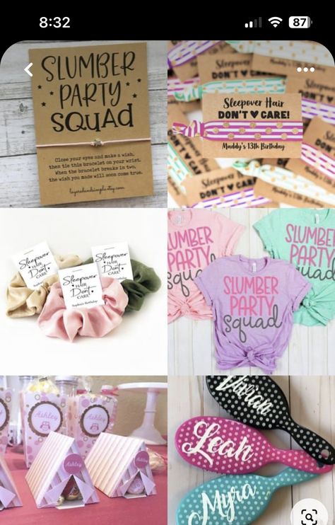 Best Slumber Party Ideas, Slumber Party Favor Ideas, Sleepover Favor Ideas, Birthday Idea Sleepover, Slumber Party Party Favors, Sleep Over Party Invitations, Slumber Party Birthday Invitations, Sleepover Birthday Party Favors, Sleep Over Goodie Bags