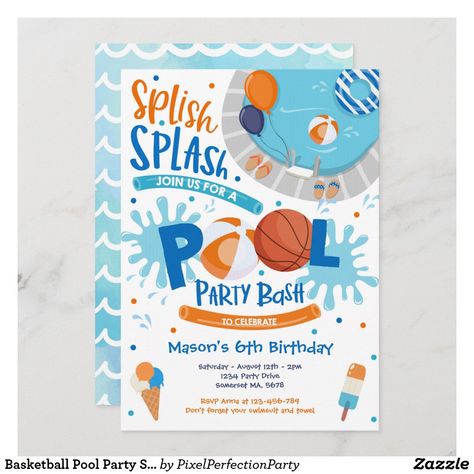 Birthday Party Pool, Pool Birthday Invitations, Bbq Birthday Party, Sports Pool, Football Pool, Summer Birthday Invitations, Sports Birthday Invitations, Sport Pool, Swimming Party