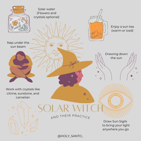 Sun Ritual Witchcraft, Solar Apprentice Witch, Solar Witchcraft, Solar Witch Aesthetic, Sun Witchcraft, Star Witchcraft, Sun Magick, Cosmic Witchcraft, Solar Witch