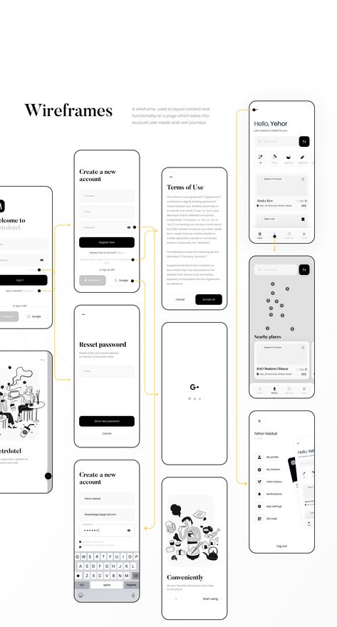 Restaurant reservation app on Behance Sitemap Design, การออกแบบ Ui Ux, Application Ui Design, Desain Ux, Ux Design Portfolio, Mobil Design, Interaktives Design, Ux Design Principles, Ui Design Principles