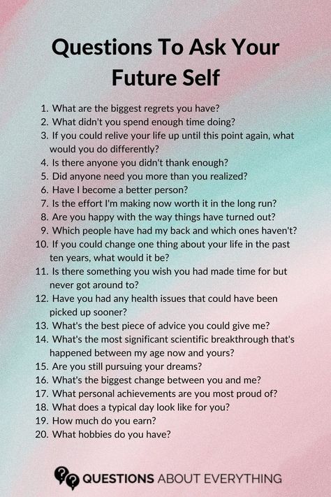 questions to ask your future self Questions To Future Self, Future Questions To Ask Yourself, Things To Ask Myself, Questions To My Future Self, Letters To Write To Your Future Self, Things To Ask Your Future Self, Things To Put In A Letter To Your Future Self, Questions To Ask Anyone, Questions To Answer As Your Dr Self