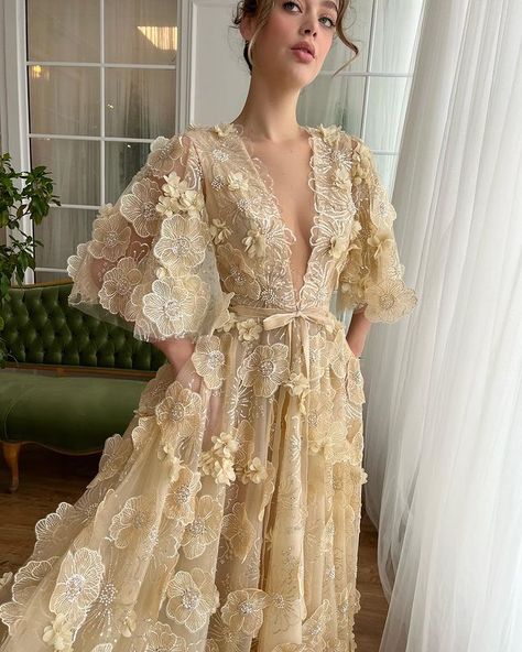 Teuta Matoshi (@teutamatoshi) • Instagram photos and videos Teuta Matoshi Dresses Wedding, Teuta Matoshi Dresses Tea Length, White Teuta Matoshi Dress, Teuta Matoshi Gold Dress, Teuta Matoshi Yellow Dress, Fairy Prom Dress, Teuta Matoshi, Evening Dress Floor Length, Custom Size Dresses