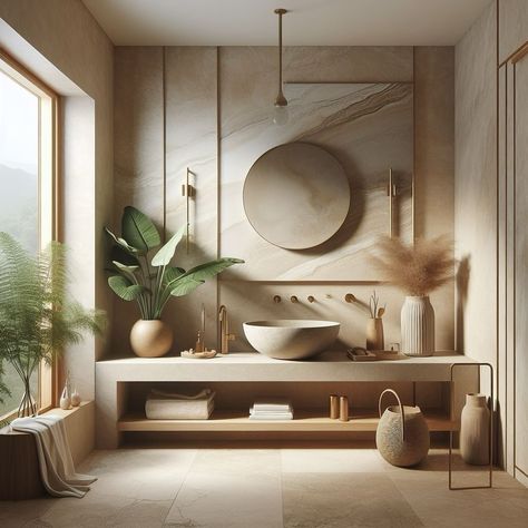 Organic and earthy colors bathroom design Earth Tone Bathroom, Earthy Bathroom, Organic Bathroom, Color Bathroom Design, Bohemian Bathroom, Neutral Bathroom, Bath Ideas, Styling Inspiration, House Remodel