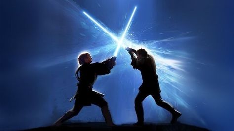 Anakin vs. Obi-wan Anakin Vs Obi Wan, Blue Lightsaber, The Fates, Star Wars Light, Star Wars Background, John Williams, Star Wars Light Saber, Star Wars Tattoo, Star Wars Film