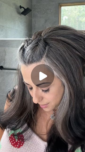 Irene Claire - Gray Hair & Flair on Instagram: "Try This Style - Keep Bangs off Your Face 🩷 

#hairstyle #longhair #haircare #hairstyling #stylehair #bangs" Bangs Out Of Face Styles, How To Style Bangs Off Your Face, Gray Hair Dos, How To Style Bangs Out Of Face, Keep Hair Off Face, Style Bangs Out Of Face, Pin Bangs Back Hairstyle, Clipped Back Bangs, Bangs Out Of Face Hairstyles