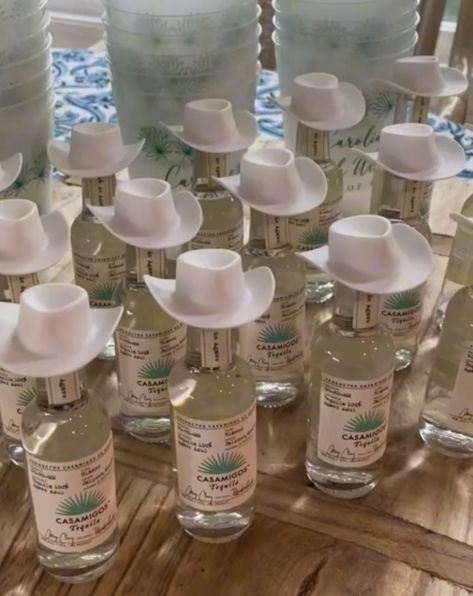 Casamigos Cowboy Hat, Shots With Cowboy Hats, Tequila Cowboy Bachelorette, Bachelorette Party Cowboy Hats, Casamigos Bachelorette Party, Tequila And Tan Lines Bachelorette, Cowboy Engagement Party, Cowboy Hens Party, Tequila Cowboy Hat