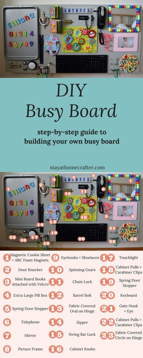 Baby Activity Board, Diy Toddler Toys, Diy Busy Board, Diy Sensory Board, Toddler Activity Board, Sensory Wall, Diy Montessori, Busy Boards For Toddlers, Sensory Boards