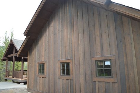 Cabin Siding Exterior, Reclaimed Wood Exterior, Stained Cedar Siding, Wood Exterior Siding, Cabin Siding, Cabin Exteriors, Shawnigan Lake, Reclaimed Wood Siding, Corrugated Metal Siding