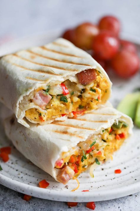 Breakfast Burritos Freezer, Burritos Freezer, Denver Omelet, Make Ahead Breakfast Burritos, Freezer Breakfast Burritos, Burrito Recipe, Breakfast Burritos Recipe, Real Food Dietitians, Balanced Breakfast