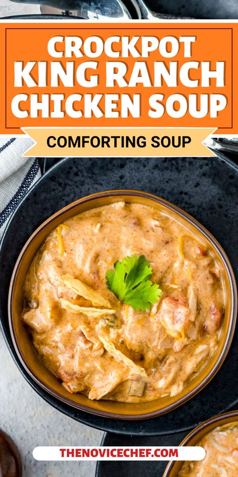 King Ranch Chicken Soup, Ranch Soup, Ranch Chicken Soup, Crockpot Chicken Soup, Chicken Breast Casserole Recipes, Soup Comfort, Chicken Soup Crockpot, Supper Tonight, King Ranch Chicken