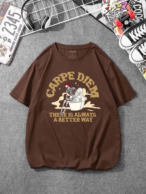 Brown Graphic Tee Men, Brown T Shirt Outfit Aesthetic, Mens Graphic Tees Vintage Outfit, Brown Tee Outfit Men, Brown Tshirt Design, Brown Tee Outfit, Brown Tees, Polos Aesthetic, Brown Graphic Tee