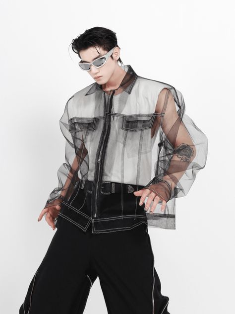 [CULTURE] Mesh Punk Shirt na1207 Transparent Clothing, High Fashion Men, Punk Shirt, Mesh Jacket, High Heel Sneakers, Mesh Shirt, Denim Tote Bags, Hoodie Cardigan, Denim Tote