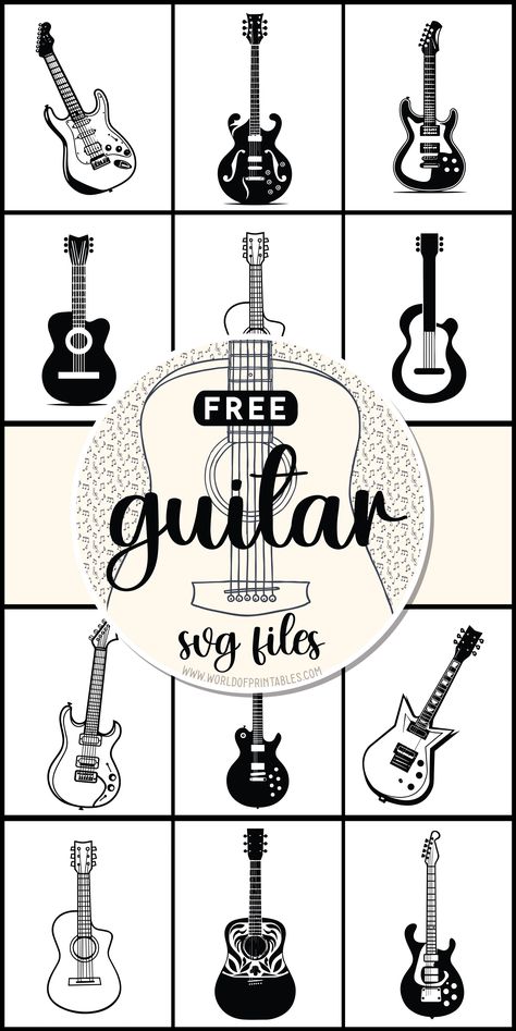 Welcome to our Guitar SVG collection! Whether you’re crafting, designing, or simply exploring your creativity, our collection offers a variety of guitar-themed SVGs to elevate your projects. Free Guitar Svg Files For Cricut, Guitar Svg File Free, Guitar Silhouette, Guitar Svg, Freebie Svg, Guitar Patterns, Free Svg Files For Cricut, Image Svg, Laser Cut Sign