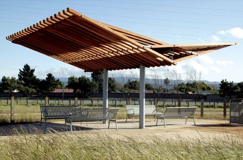 Shade Structure Bedroom Decor For Women, Canopy Architecture, Canopy Curtains, Backyard Canopy, Landscape Structure, Wedding Canopy, Wood Architecture, Wooden Structure, Patio Shade