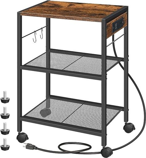 Amazon.com: HOOBRO Industrial Printer Stand, 3-Tier Mobile Printer Table, Rolling Cart with Power Outlets and USB Ports, Home Printer Stand with 2 Hooks, for Office, Living Room, Rustic Brown BF22UPS01 : Office Products Printer Table, Printer Cart, Printer Shelf, Mobile Printer, Printer Stands, Printer Stand, Rolling Cart, Family Kitchen, Uneven Floor