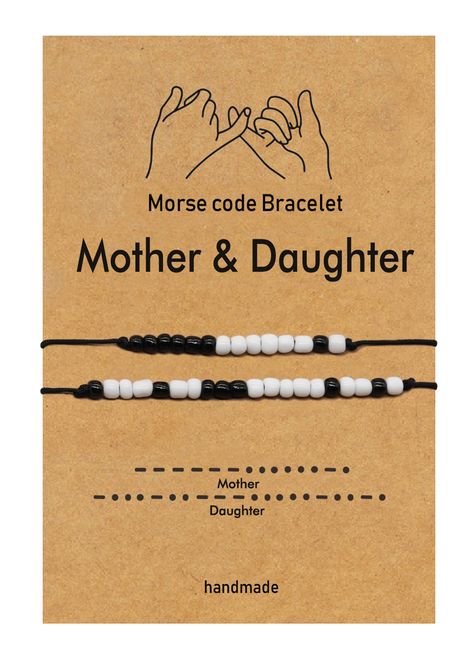 PRICES MAY VARY. Morse Code Bracelet - Morse Code is an alphabet or code in which letters are represented. Each character Is represented by a unique sequence. How to decode the bracelet - You simply have to realize that each black bead represent dashe, and the white bead is dot. Adjustable Size - The length is 4"-9",no worried about size,Adjust slip-on Smooth rope allows wearers to create the perfect fit,idea for Mother and Daughter. Meaningful Gifts - Our Morse Code Bracelets coming in a pretty Cute Couple Bracelets, Bracelet Morse, Morse Code Bracelets, Code Bracelets, Friends Couple, Relationship Bracelets, Best Friend Couples, Morse Code Bracelet, Farewell Gifts